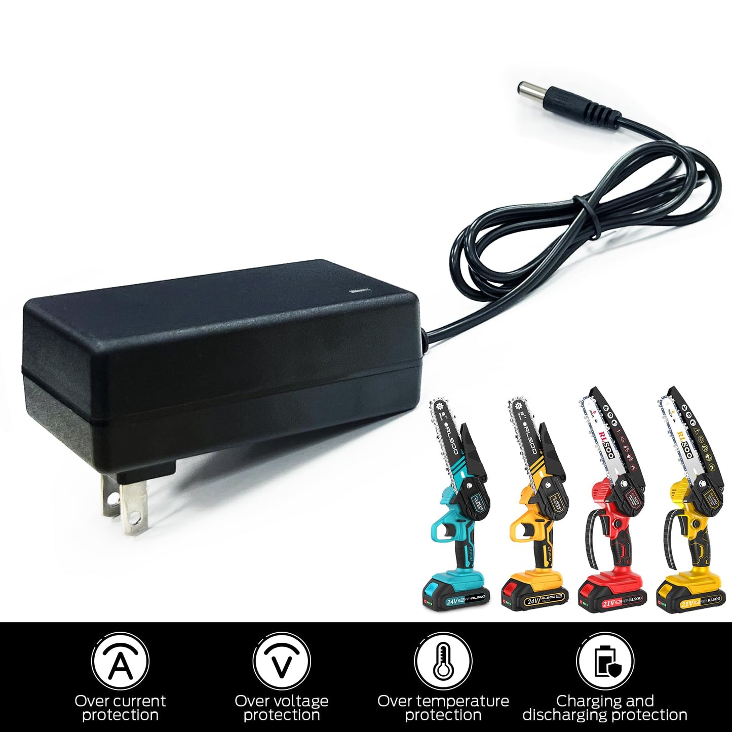 RLSOO Universal Battery Charger for 4-Inch & 6-Inch Mini Chainsaws, Lithium Battery Charger