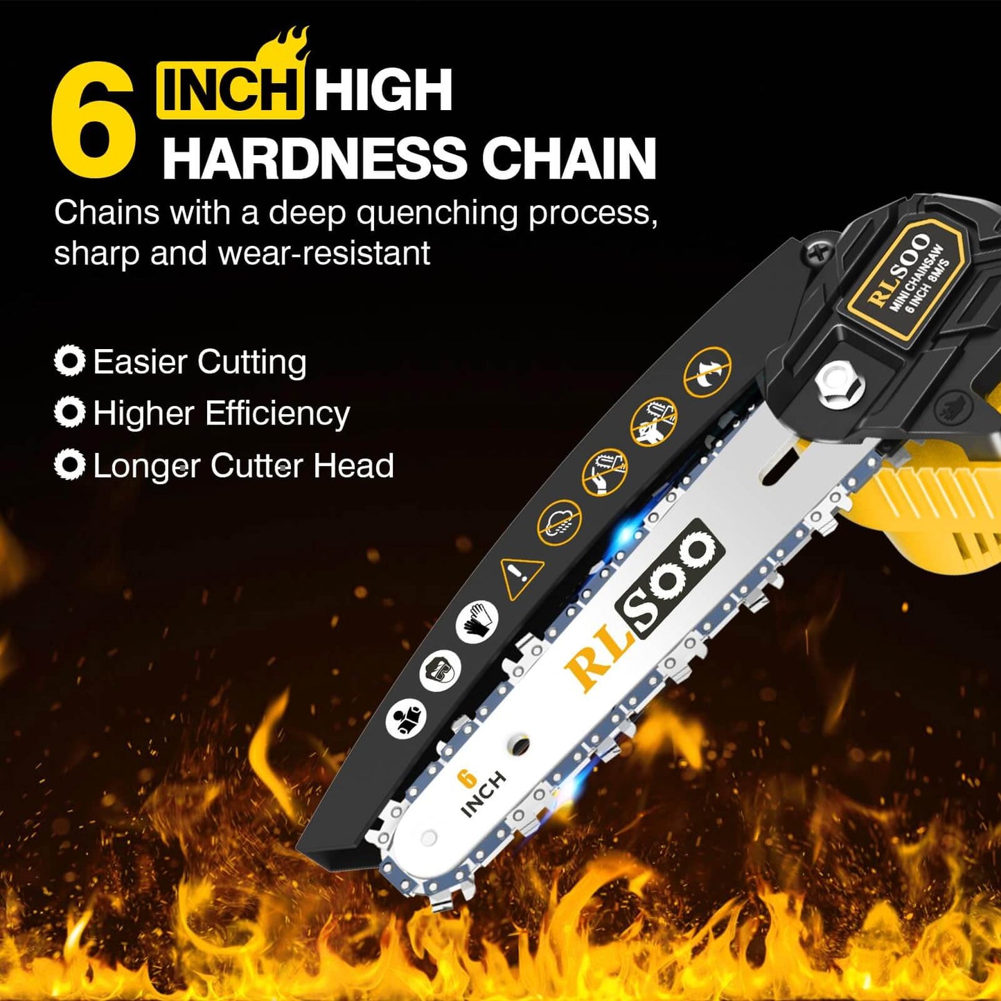 RLSOO 6-Inch Cordless Mini Chainsaw - High-Efficiency, Lightweight, Portable, Ideal for Wood Cutting & Pruning