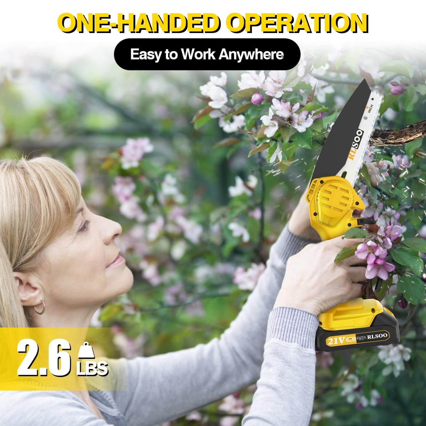RLSOO 6-Inch Cordless Mini Chainsaw - High-Efficiency, Lightweight, Portable, Ideal for Wood Cutting & Pruning