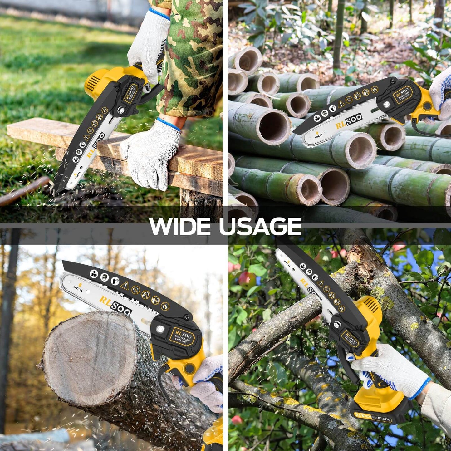 RLSOO 6-Inch Cordless Mini Chainsaw - High-Efficiency, Lightweight, Portable, Ideal for Wood Cutting & Pruning