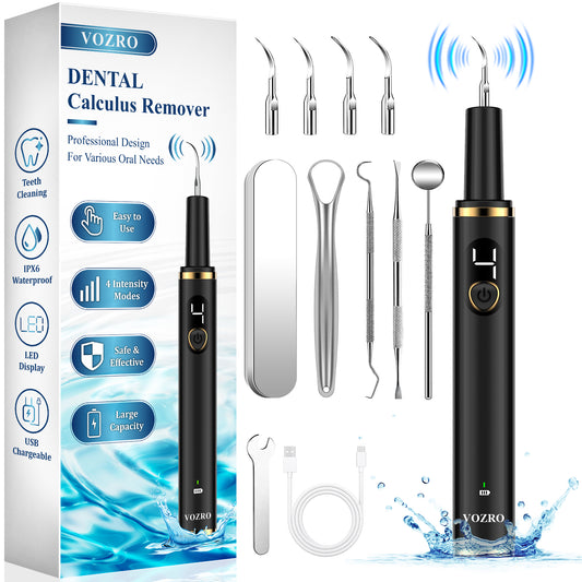 Plaque Remover for Teeth, Tartar Remover for Teeth, Dental Calculus Remover Teeth Cleaning Kit with 4 Modes and 4 Replaceable Heads