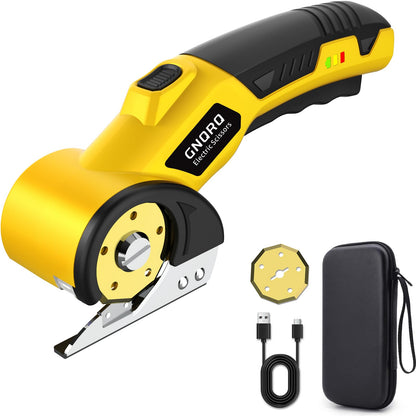 Cordless Electric Scissors, Cardboard Cutter with LED Light, 4V Rechargeable Rotary Electric Box Cutter, 2 Blades, Suitable for Fabric Carton Plastic Leather Cloth Carpet