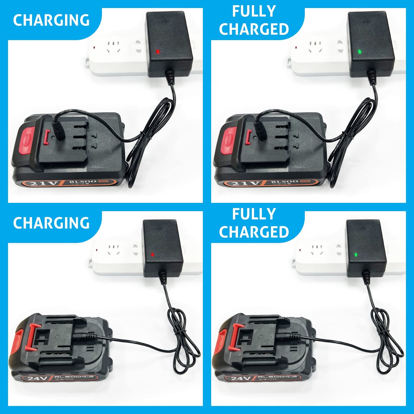 RLSOO Universal Battery Charger for 4-Inch & 6-Inch Mini Chainsaws, Lithium Battery Charger
