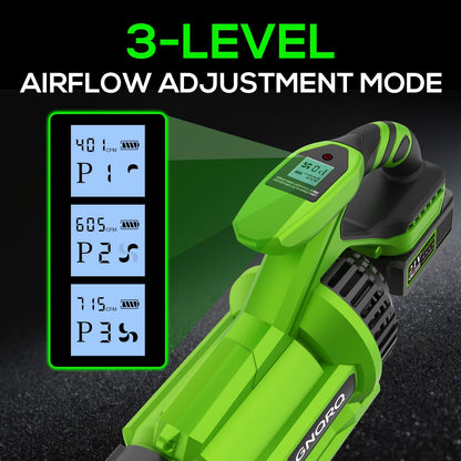 Electric Leaf Blower Cordless, 21V Battery Powered Blower with 2 x 4.0Ah Battery and Charge, 715CFM &180MPH and 3 Speed Mode, Brushless Handheld Blowers for Lawn Care, Yard, Leaves, Dust, Snow